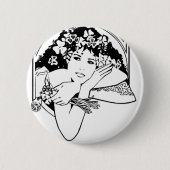 Badge Rond 5 Cm Belle Femme avec Clovers & Shamrocks - (Devant)