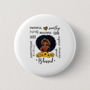 Badge Rond 5 Cm Belle femme noire américaine africaine tournesol L