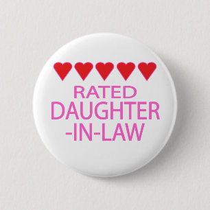 Badge Rond 5 Cm Belle-Fille-Cinq Coeurs