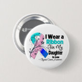 Badge Rond 5 Cm Belle-Fille - Ruban Thyroïde Cancer (Devant & derrière)