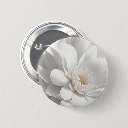 Badge Rond 5 Cm Belle Fleur Blanche Délicate (Devant & derrière)