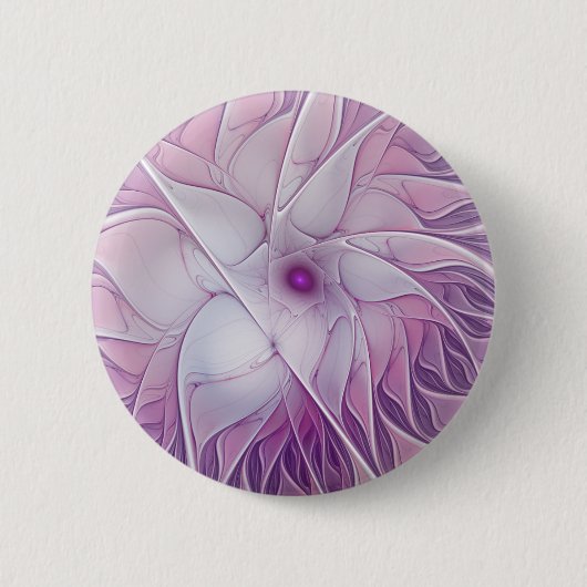 Badge Rond 5 Cm Belle Fleur rose moderne Fractal Art Abstrait (Devant)