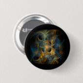 Badge Rond 5 Cm Belle fractale bleue et dorée (Devant & derrière)
