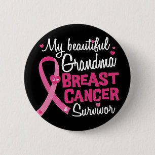Badge Rond 5 Cm Belle grand-mère Cancer du sein Survivant