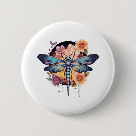 Badge Rond 5 Cm Belle libellule (Devant)