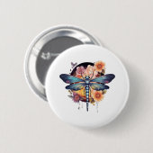 Badge Rond 5 Cm Belle libellule (Devant & derrière)