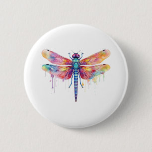 Badge Rond 5 Cm Belle libellule Kiss Heaven Insect Lover