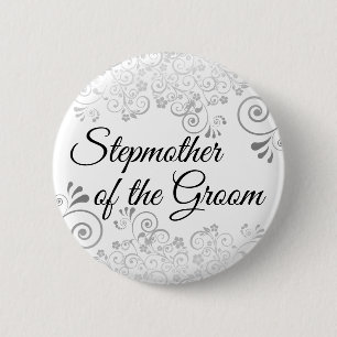 Badge Rond 5 Cm Belle-mère du marié Argent Filigrane