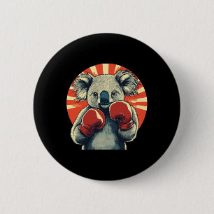Badge Rond 5 Cm Belle Ours Koala Avec Un Punch Et Un Costume Souri