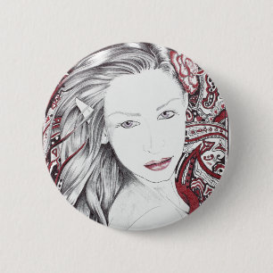 Badge Rond 5 Cm Belle Paisley Femme Elf