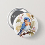 Badge Rond 5 Cm Belle peinture à l'aquarelle de Bluebird (Devant & derrière)