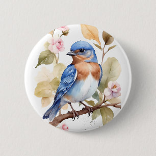 Badge Rond 5 Cm Belle peinture à l'aquarelle de Bluebird