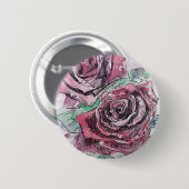 Badge Rond 5 Cm Belle peinture à l'aquarelle rouge Rose (Devant & derrière)