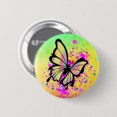 Badge Rond 5 Cm Belle Peinture papillon Rainbow Splash Fun (Devant & derrière)