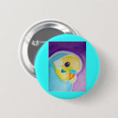 Badge Rond 5 Cm Belle perruche bleue (Devant & derrière)