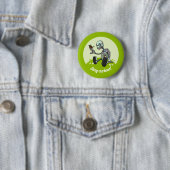 Badge Rond 5 Cm Belle Robot & Papillon Restez Curieux ! Dessin (En situation)
