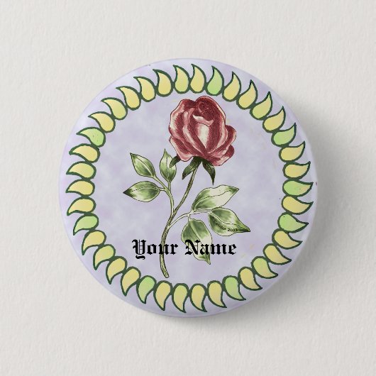 Badge Rond 5 Cm Belle Rose rouge (Devant)
