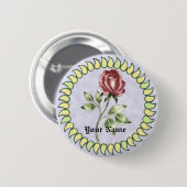 Badge Rond 5 Cm Belle Rose rouge (Devant & derrière)