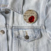 Badge Rond 5 Cm Belle rose rouge notes piano tourbillonné (En situation)