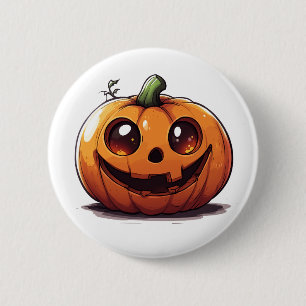 Badge Rond 5 Cm Belle sculpture de dessin animé citrouille Hallowe