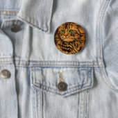 Badge Rond 5 Cm belle tabby à cheveux longs (En situation)