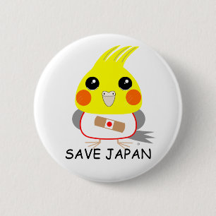 Badge Rond 5 Cm BelleBelle (cockatiel/oiseau) pleurant pour sauver