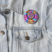 Badge Rond 5 Cm Belles couleurs arc-en-ciel Art fractal Abstrait (En situation)