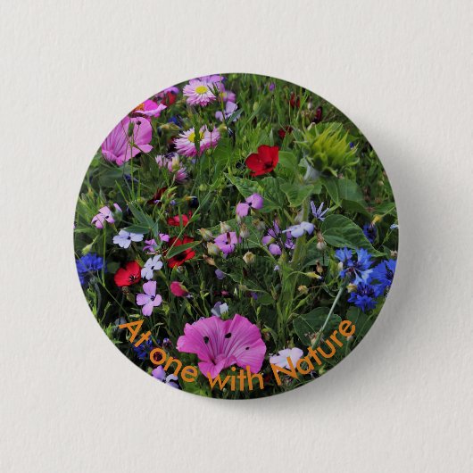 Badge Rond 5 Cm Belles fleurs violettes et bleues sauvages (Devant)