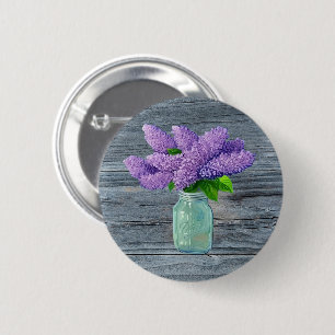 Badge Rond 5 Cm Belles Lilacs En Mason Jar Rustique