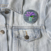 Badge Rond 5 Cm Belles Lilacs En Mason Jar Rustique (En situation)