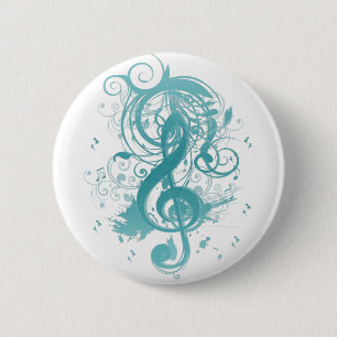 Badge Rond 5 Cm Belles notes de musique cool avec des tourbillons