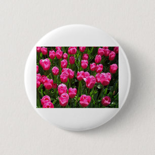 BADGE ROND 5 CM BELLES TULIPES ROSES