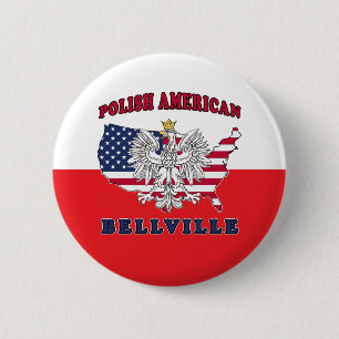 Badge Rond 5 Cm Bellville Texas Polonais Américain