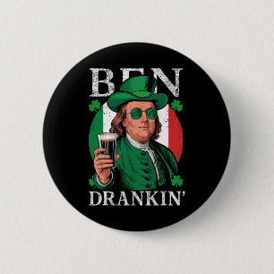 Badge Rond 5 Cm Ben irlandais buvant de la bière - St Pattys homme
