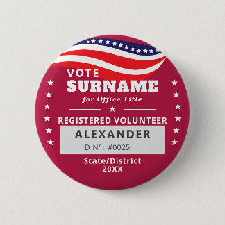 Badge Rond 5 Cm Bénévole autorisé RED Élections de mi-mandat 2026