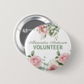 Badge Rond 5 Cm Bénévole aux fleurs roses (Devant & derrière)