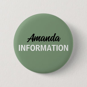 Badge Rond 5 Cm Bénévole d'information Vert Sauge