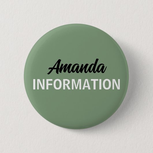 Badge Rond 5 Cm Bénévole d'information Vert Sauge (Devant)