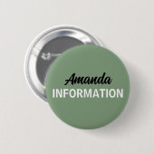 Badge Rond 5 Cm Bénévole d'information Vert Sauge (Devant & derrière)