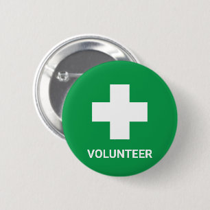 Badge Rond 5 Cm Bénévole & Premiers Secours, Croix, Ambulance, Doc