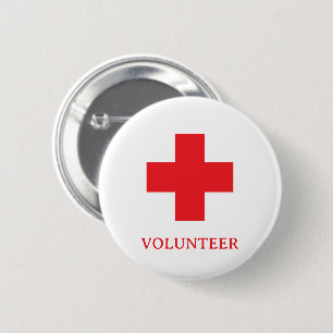 Badge Rond 5 Cm Bénévole & Premiers Secours, Croix, Ambulance, Méd