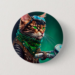 Badge Rond 5 Cm Bengal Chat conduire vélo St. Patrick's Day