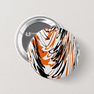 Badge Rond 5 Cm Bengal Colors Squiggly Orange and Black Lines