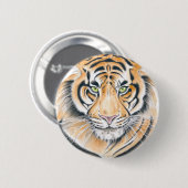 Badge Rond 5 Cm Bengal Tiger Watercolor Ink art (Devant & derrière)