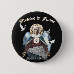 Badge Rond 5 Cm Béni dans la flamme - Design gothique