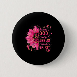 Badge Rond 5 Cm Béni par Dieu aimé par Jésus Tournesol Chrétien