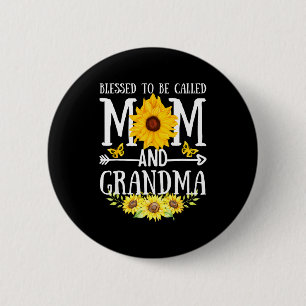 Badge Rond 5 Cm Bénie d'être appelée maman et grand-mère florale m