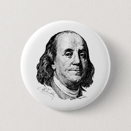 Badge Rond 5 Cm Benjamin Franklin (Devant)