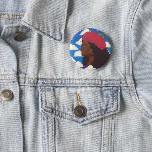Badge Rond 5 Cm Béret de Raspbutton (En situation)
