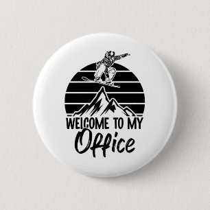 Badge Rond 5 Cm Berge de Snowboardeur  Cadeaux de snowboard après